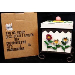 Southern Living Home Secret Garden Box Wooden Metal Distressed Farmhouse Flowers